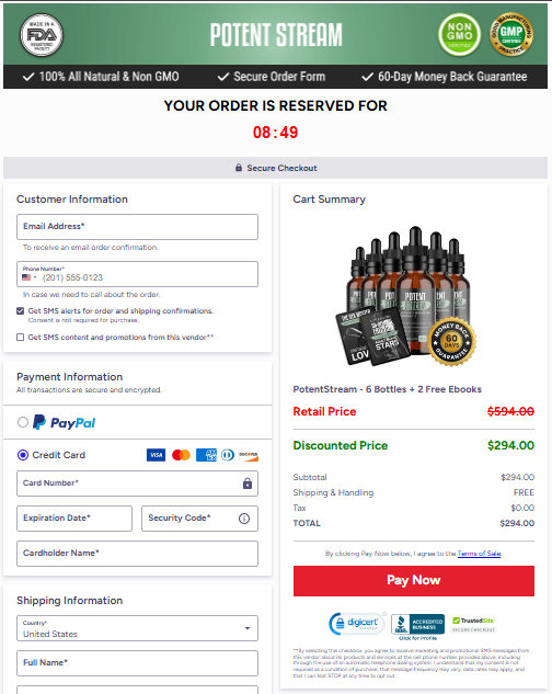 PotentStream secure order process
